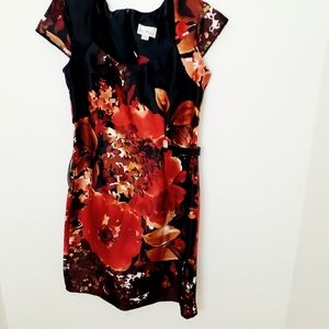 Olivia Mathew Women's  Floral Madi Dress With Cap Sleeve Red/Black Size 12